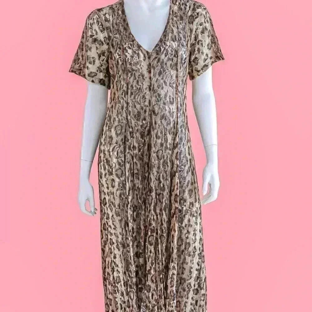 Grunge Dress Gypsy Dress 90s Dress Lace Dress Animal‎ Print Dress Leopard Print